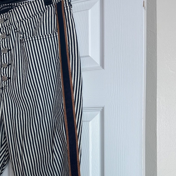 Veronica Beard Carolyn Stripe Crop Baby Bootcut Pants Size 32 - Picture 6 of 8